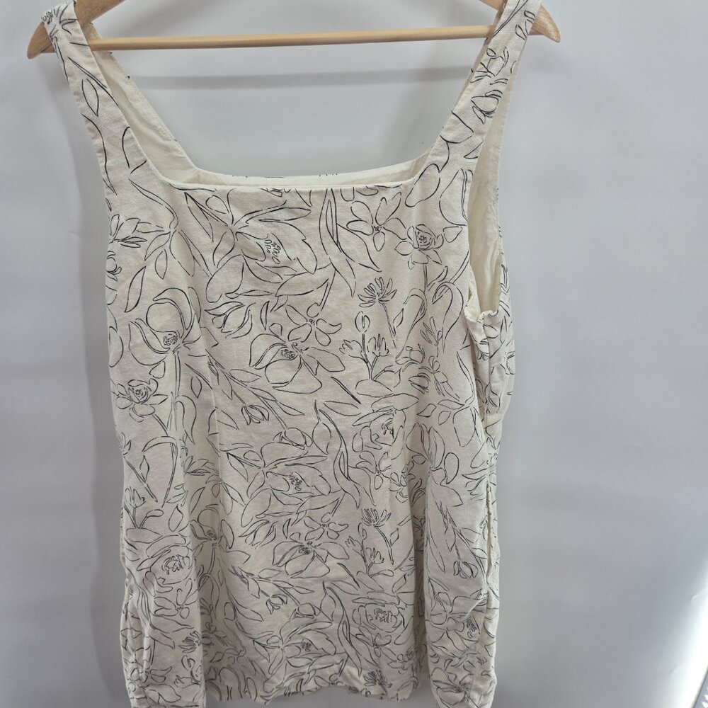 A New Day Cream Black Cotton Linen Lined Pockets Sleeveless Mini Dress XXL - Picture 2 of 7
